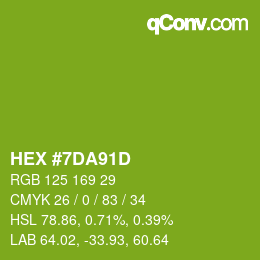 Color code: HEX #7DA91D | qconv.com