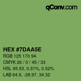 Color code: HEX #7DAA5E | qconv.com