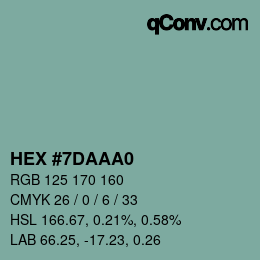 Color code: HEX #7DAAA0 | qconv.com