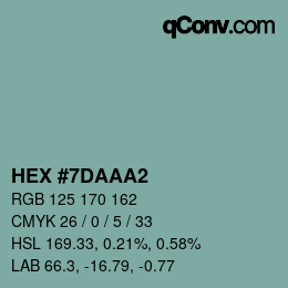 Color code: HEX #7DAAA2 | qconv.com