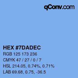 カラーコード: HEX #7DADEC | qconv.com