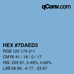 颜色代码: HEX #7DAED3 | qconv.com