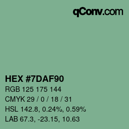 Color code: HEX #7DAF90 | qconv.com