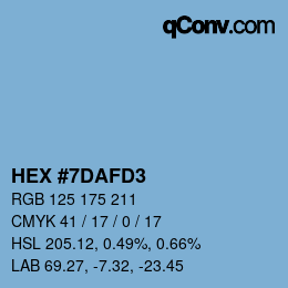 颜色代码: HEX #7DAFD3 | qconv.com