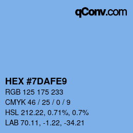 Color code: HEX #7DAFE9 | qconv.com