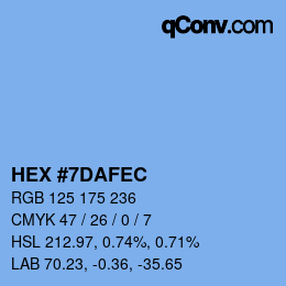 Color code: HEX #7DAFEC | qconv.com