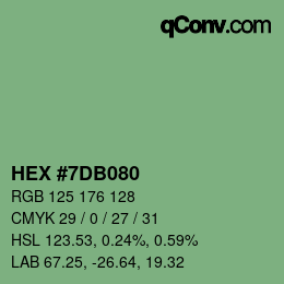 カラーコード: HEX #7DB080 | qconv.com