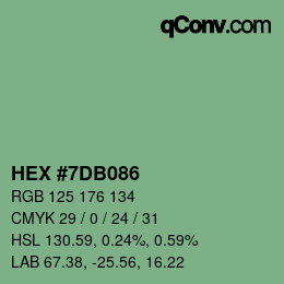 Farbcode: HEX #7DB086 | qconv.com