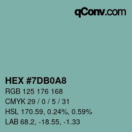 颜色代码: HEX #7DB0A8 | qconv.com