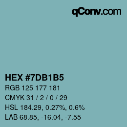 カラーコード: HEX #7DB1B5 | qconv.com