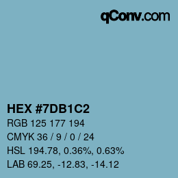 カラーコード: HEX #7DB1C2 | qconv.com