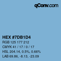 Farbcode: HEX #7DB1D4 | qconv.com