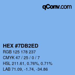 颜色代码: HEX #7DB2ED | qconv.com