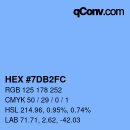 カラーコード: HEX #7DB2FC | qconv.com