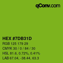 カラーコード: HEX #7DB31D | qconv.com