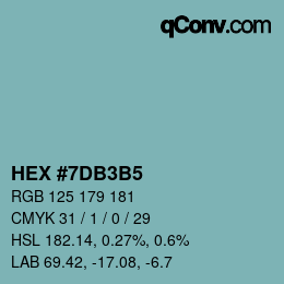 颜色代码: HEX #7DB3B5 | qconv.com