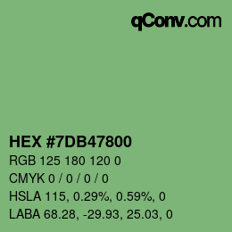 カラーコード: HEX #7DB47800 | qconv.com
