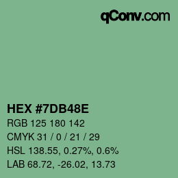 Color code: HEX #7DB48E | qconv.com