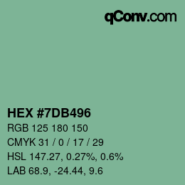 Code couleur: HEX #7DB496 | qconv.com