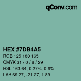 Farbcode: HEX #7DB4A5 | qconv.com