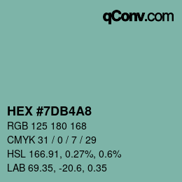 Color code: HEX #7DB4A8 | qconv.com