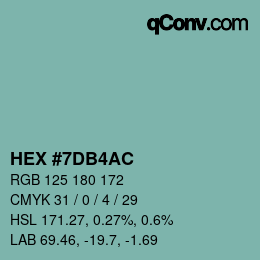 Color code: HEX #7DB4AC | qconv.com