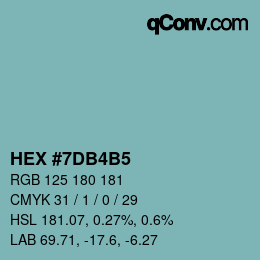カラーコード: HEX #7DB4B5 | qconv.com