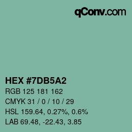 颜色代码: HEX #7DB5A2 | qconv.com