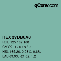 カラーコード: HEX #7DB6A8 | qconv.com