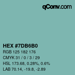 カラーコード: HEX #7DB6B0 | qconv.com