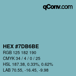カラーコード: HEX #7DB6BE | qconv.com