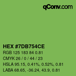 カラーコード: HEX #7DB754CE | qconv.com