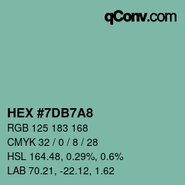 カラーコード: HEX #7DB7A8 | qconv.com