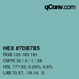 カラーコード: HEX #7DB7B5 | qconv.com