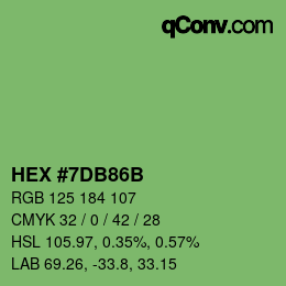颜色代码: HEX #7DB86B | qconv.com