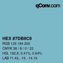 カラーコード: HEX #7DB8C8 | qconv.com
