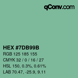 Color code: HEX #7DB99B | qconv.com