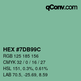 Color code: HEX #7DB99C | qconv.com