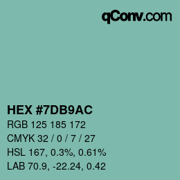 Color code: HEX #7DB9AC | qconv.com