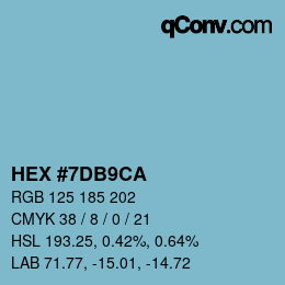 颜色代码: HEX #7DB9CA | qconv.com
