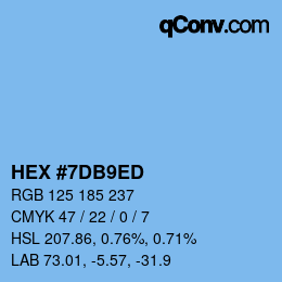 カラーコード: HEX #7DB9ED | qconv.com