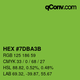 颜色代码: HEX #7DBA3B | qconv.com