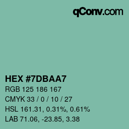 カラーコード: HEX #7DBAA7 | qconv.com