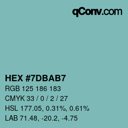 カラーコード: HEX #7DBAB7 | qconv.com