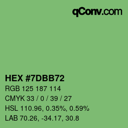 颜色代码: HEX #7DBB72 | qconv.com