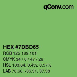 カラーコード: HEX #7DBD65 | qconv.com