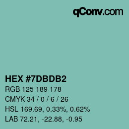 カラーコード: HEX #7DBDB2 | qconv.com
