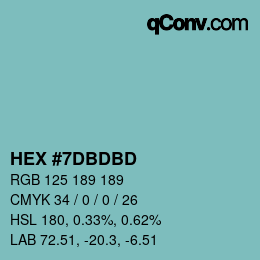 Color code: HEX #7DBDBD | qconv.com