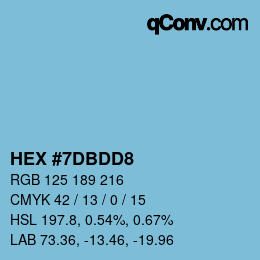 カラーコード: HEX #7DBDD8 | qconv.com