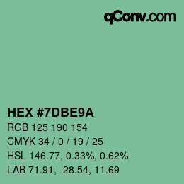 Color code: HEX #7DBE9A | qconv.com